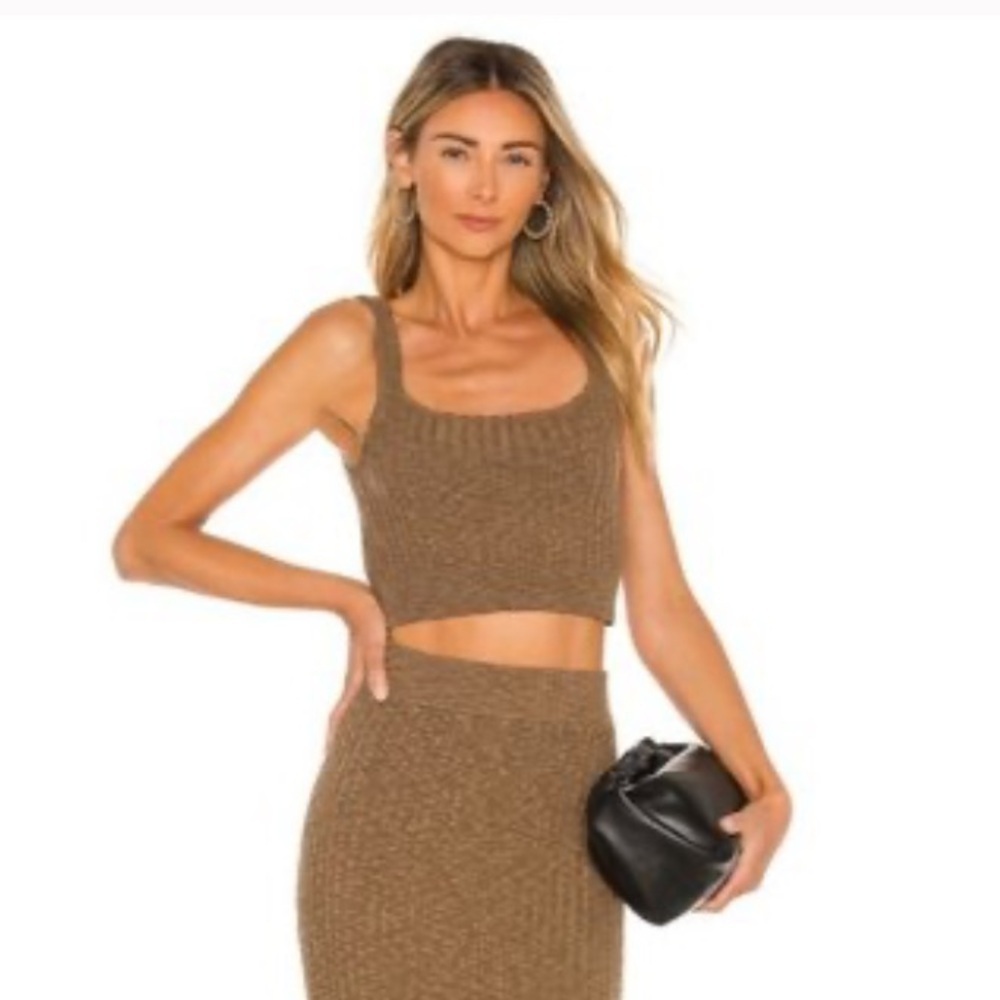 SAYLOR Tiggy Crop Knit Tank Top Coffee Brown XS NWT Minimalist Casual Boho